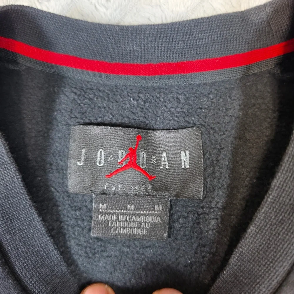 Jordan Nike Air Jumpman Crewneck Sweatshirt Black Red White Mens Medium